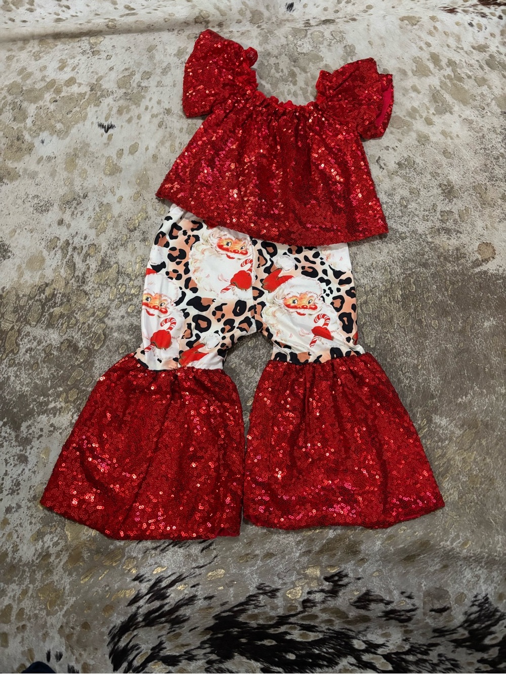 Red Sequin Holiday Kids Matching Set